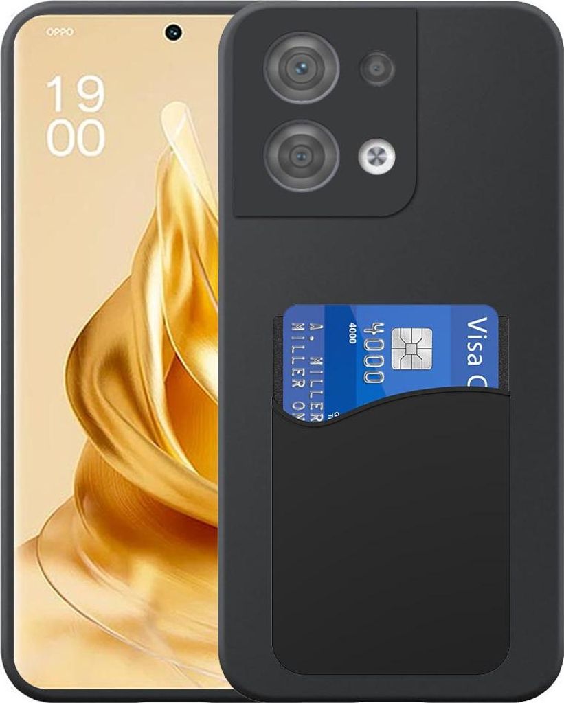 Geeignet für Oppo Reno 9 Pro Plus Phone Case mit Silikon-Kartenhalter - Flexible Back Cover Case Silikon TPU mit Silikon Cardslot - Schwarz - Smar...