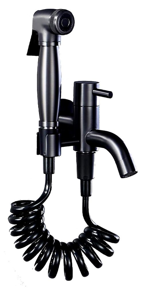 Hand-Bidet-Sprühgerät for Toilette, gebürstetes graues Badezimmer-Stoff-Windel-Sprühset Messing, an der Wand montiertes einzelnes Kaltwasser-WC...