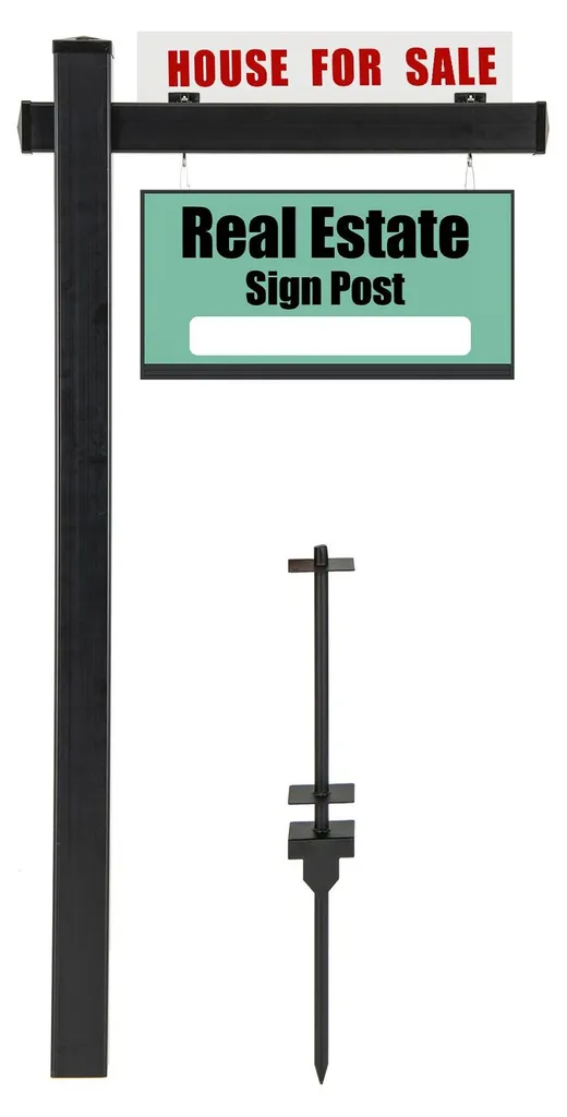 Poteau Signalisation Immobilière 180 cm Noir pour Vendre votre Maison