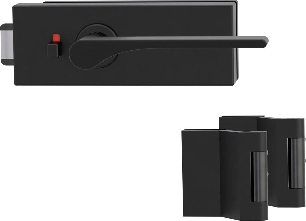 Griffwerk PURISTO S -Graphitschwarz Ganzglastürbeschlagset -3-teiliger Bandsatz -mit Griff DESM LEAF LIGHT -GSC -smart2lock