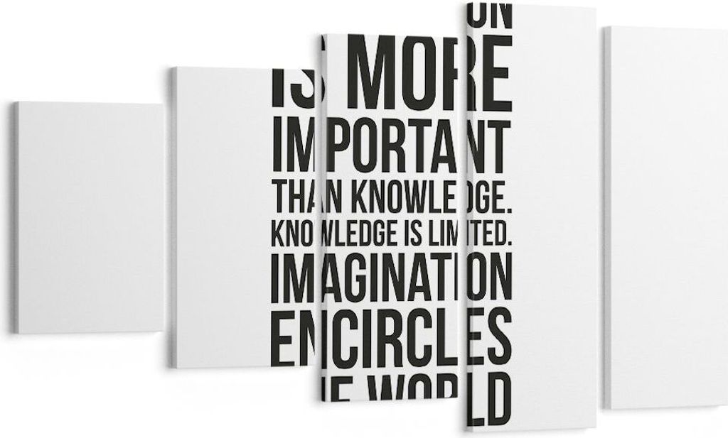 Bild auf Leinwand - Leinwandbild - 5 Teile - Einstein Maxim Imagination - 100x60cm - Wand Bild - Wanddeko - Wandbilder - Leinwanddruck - Bilder - W...