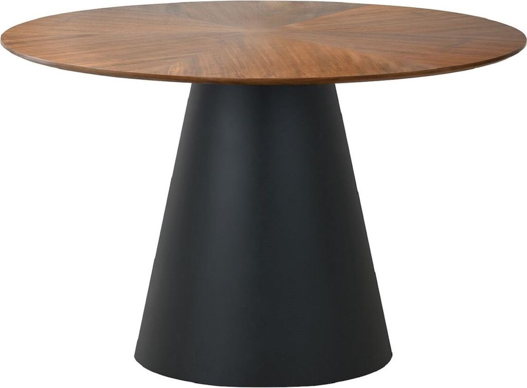 Casa Padrino Luxus Esstisch Braun / Matt Schwarz Ø 120 x H. 75 cm - Runder Esszimmertisch - Esszimmer Möbel - Küchen Möbel