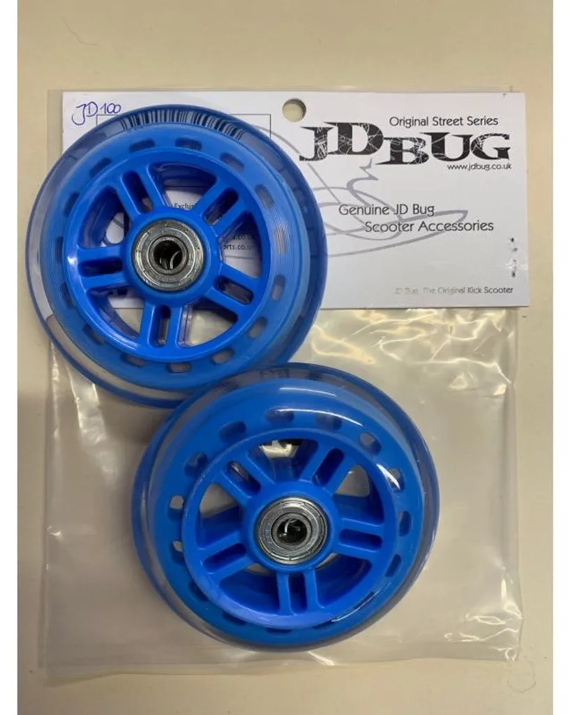 Roues 100 mm bleues pour réparer votre trottinette JD Bug Originale