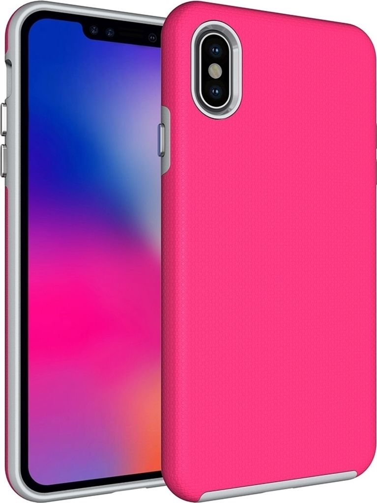 Mobigear Antislip iPhone XS Max Hülle Hardcase Backcover Stoßfest - Magenta