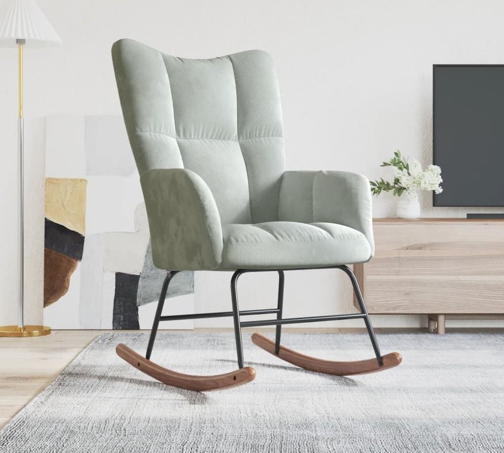 Cloris Designermöbel Schaukelsessel Hellgrau Samt 2024 Neu Produktbild 