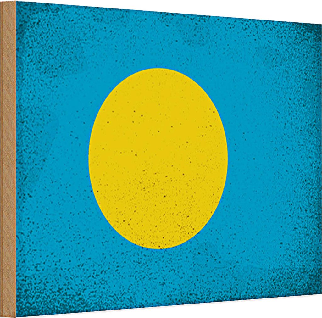 Holzschild Flagge Palau 30x20cm Flag of Palau Vintage
