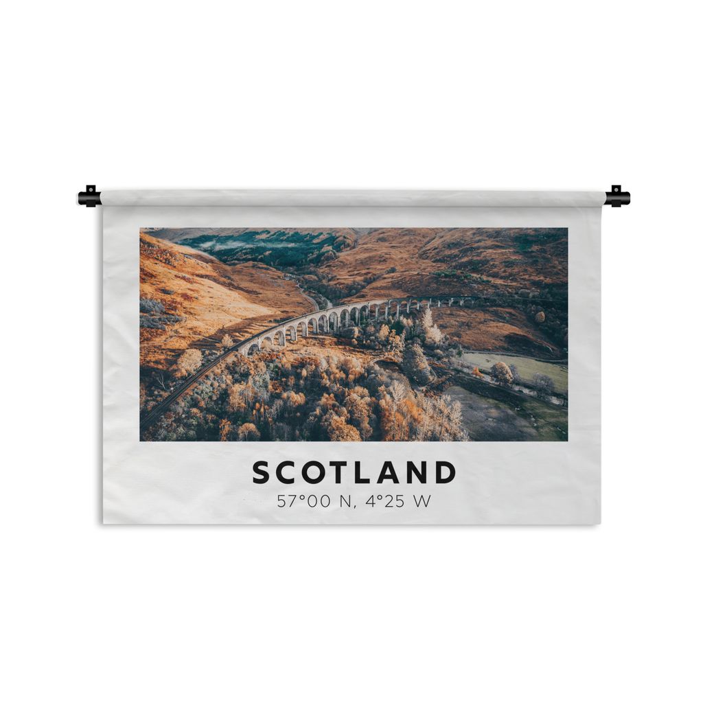 MuchoWow Wandteppich Wandbehang Schottland - Aussicht - Fluss 90x60 cm Tapisserie Dekoration Wandtuch - Wandskulpturen - Bildteppich