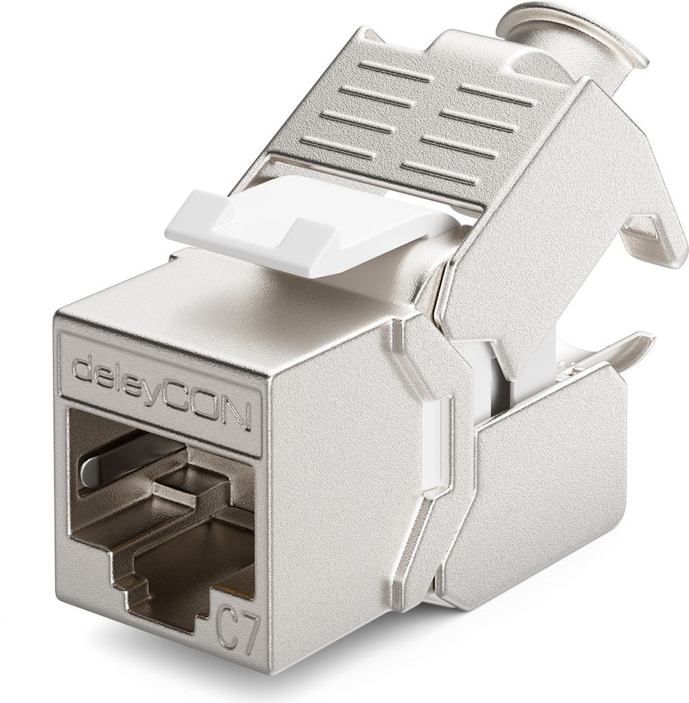 deleyCON 1x CAT 7 Keystone Jack Modul Optimal für CAT7 CAT6 CAT6a Verlegekabel Verbinder Patchkabel Netzwerkkabel STP Schirmung RJ45 Buchse 1000 M...