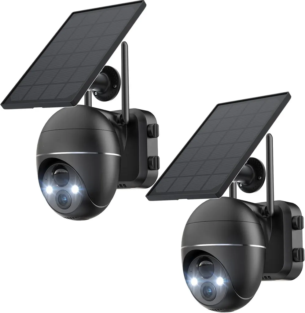 Pack 2 Caméras Surveillance Solaire 2K WiFi Extérieure avec Batterie