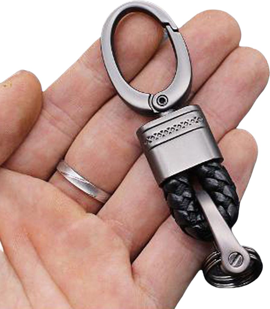 Auto-Schlüsselanhänger, handgewebt, Kunstleder, geflochtenes Seil, Karabinerhaken, Legierung, für Herren und Damen, Taillenschlüsselhalter, Rin...