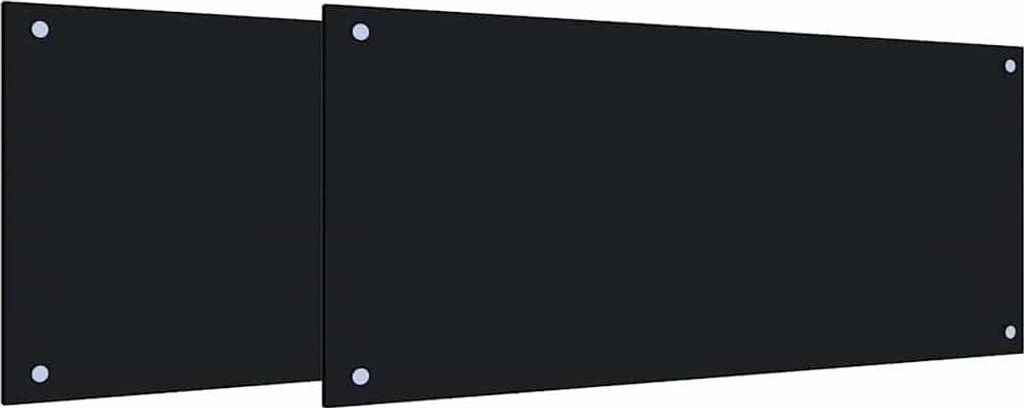 Küchenrückwand 2 pcs Schwarz 90 x 40 cm Gehärtetes Glas