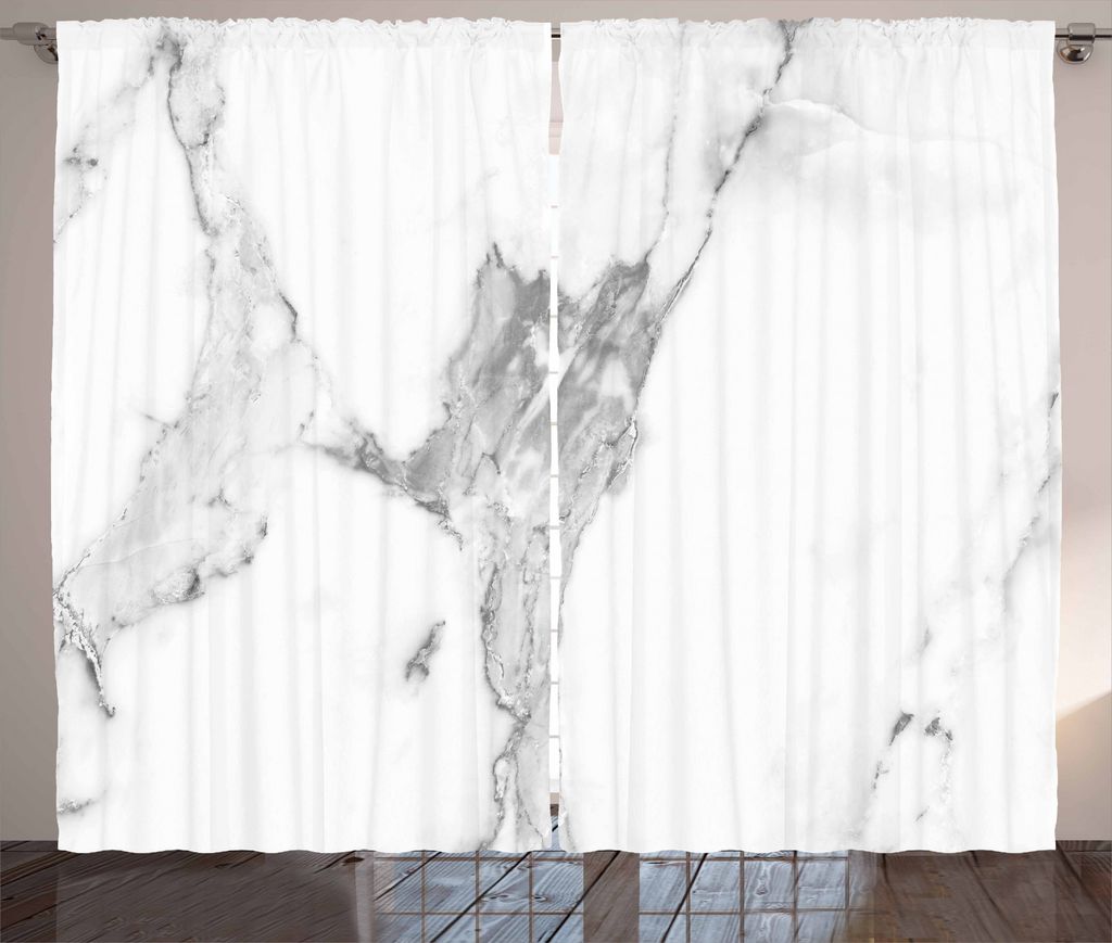 ABAKUHAUS Marmor Rustikaler Vorhang, Dunstige natürliche Textur, Wohnzimmer Universalband Gardinen mit Schlaufen und Haken, 280 x 225 cm, Weiß Gr...