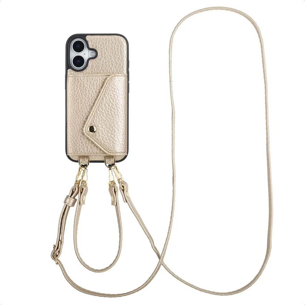 Selencia Sera iPhone 17 Champagne: Cover con Tracolla e Portafoglio