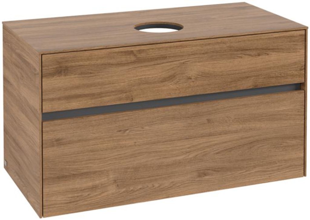 Villeroy & Boch Collaro Waschbeckenunterschrank, wandhängend, 2 Auszüge, Waschbecken mittig, 1000x548x500mm, C03800RH