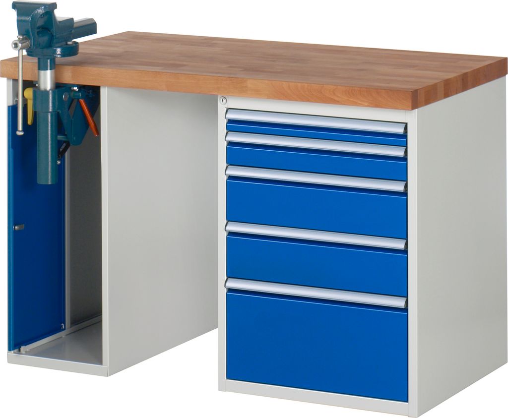 Rau Werkbank 7511A2, B1250xT700xH890mm, 5x Schublade-TA, 1x SSKL