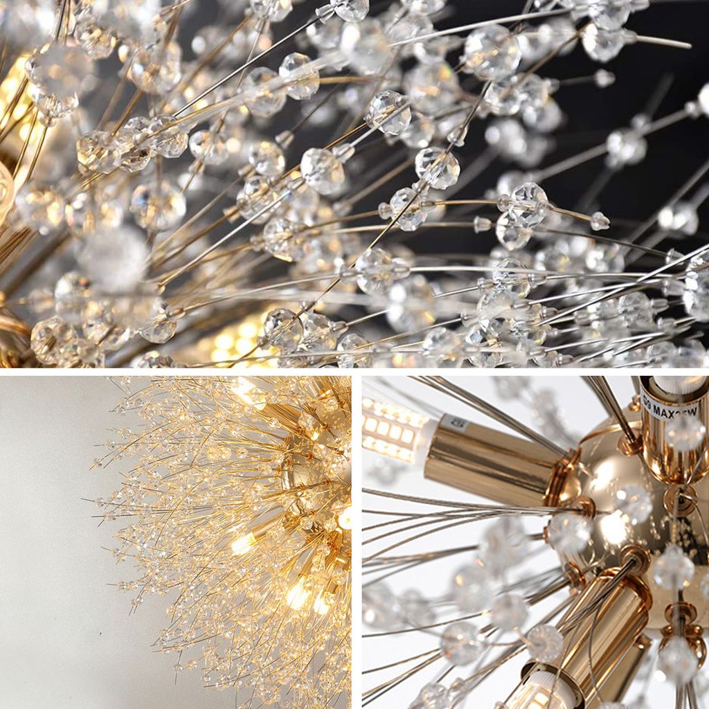 Löwenzahn Kronleuchter 8-Licht Golden  Pendelleuchte für Produktbild 6