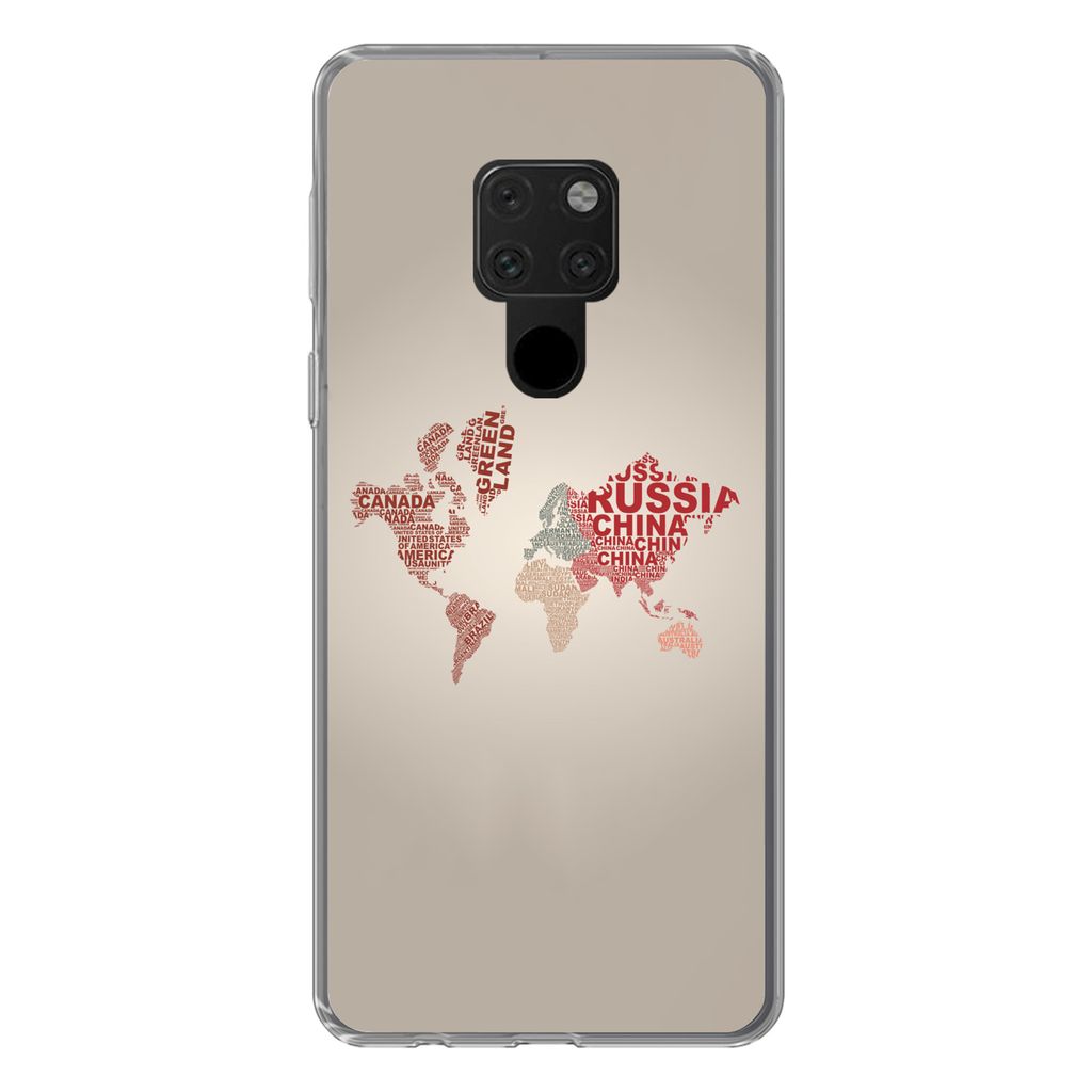 MuchoWow Handyhülle Schutzhülle Hülle für Huawei P40 Lite Weltkarte - Karte - Briefe Silikon Softcase Handy Hülle - Handy