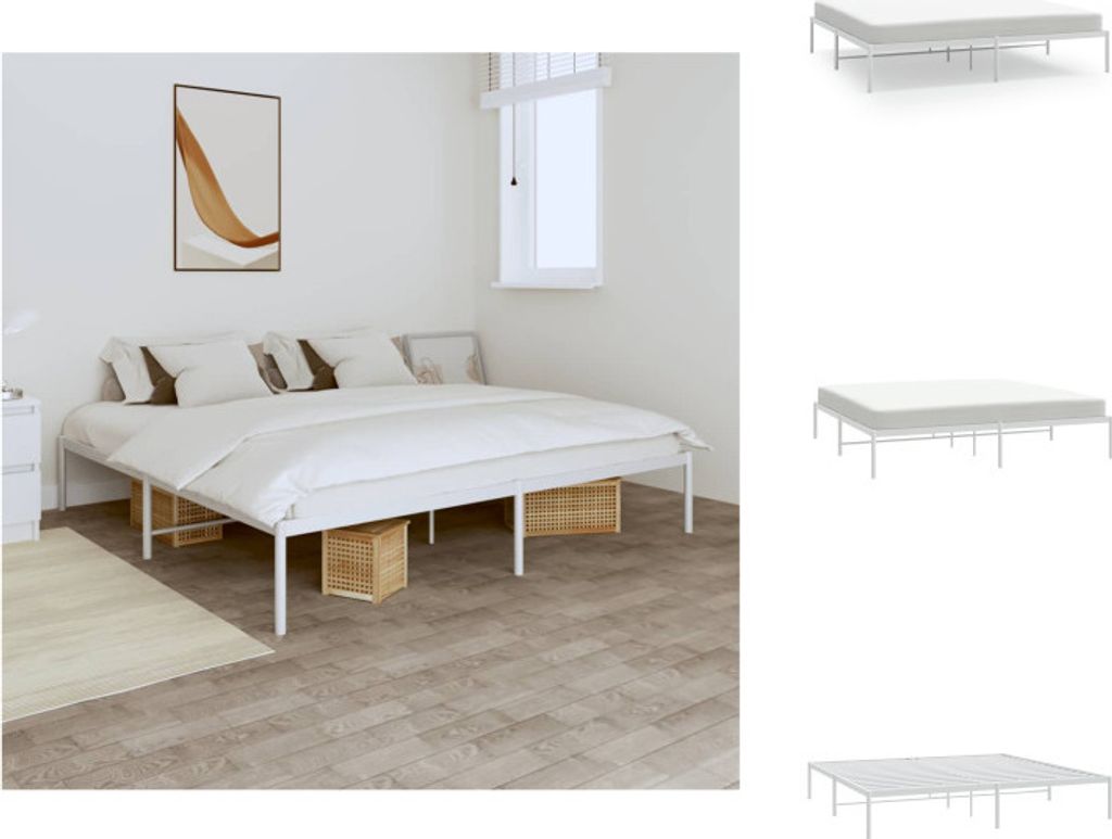 vidaXL Bettgestell Metall Weiß 180x200 cm - Betten & Bettgestelle