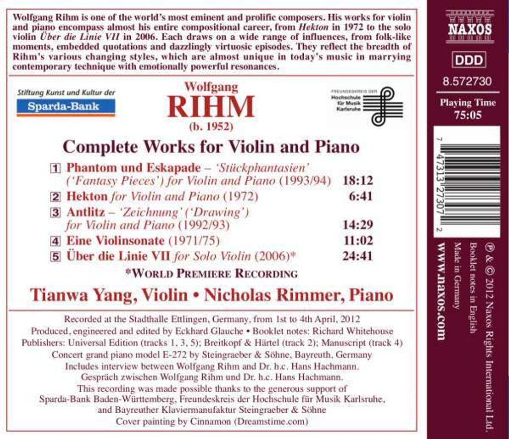Yang, T: Werke für Violine und Klavier