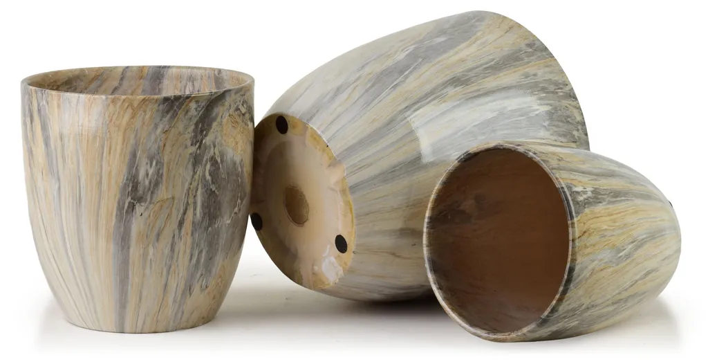 Cache-pots Mondex Neva Marble en céramique effet marbre gris - Lot de 3