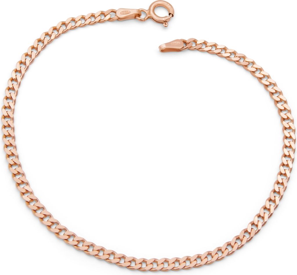 Panzerarmband 925 Sterling Silber rose vergoldet 3mm breit Länge wählbar 17 18 19 20 21 cm Panzerkette Silberkette Armkette Armkettchen Rosé (19)