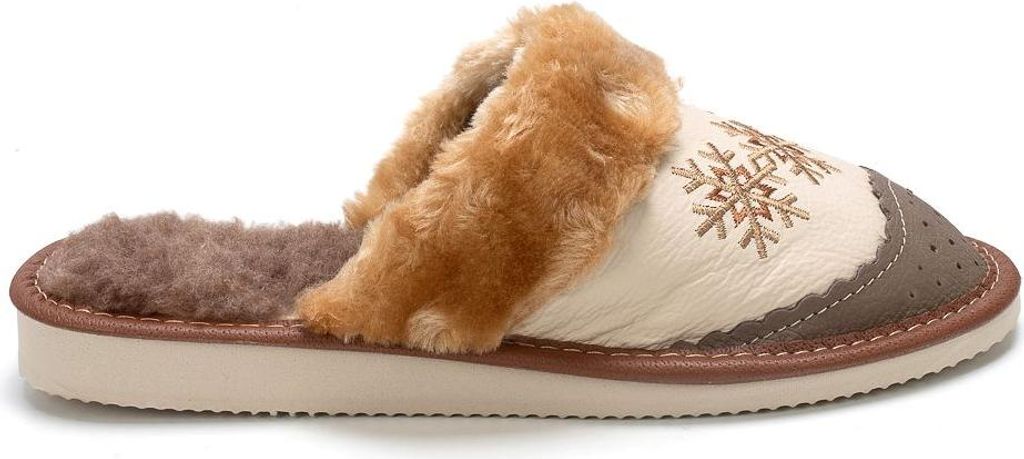 Damen Naturleder Hausschuhe Slippers Gefüttert Mit Wolle Produktbild 