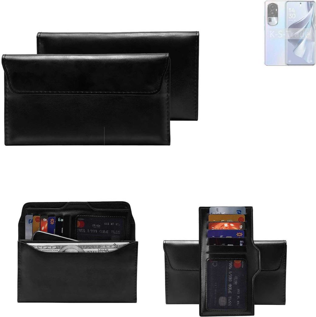 K-S-Trade Handy Hülle kompatibel mit Oppo Reno10 Pro Global Schutz Hülle Tasche Schutz Case Handytasche Kunstleder schwarz, 1x