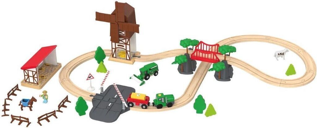 Playtive Eisenbahn-Set aus Buchenholz Alle Fahrzeuge mit Produktbild 