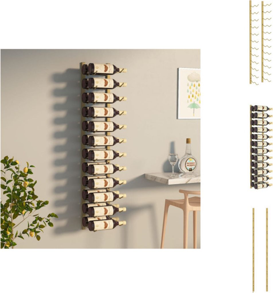 vidaXL Wand-Weinregal für 24 Flaschen Golden Eisen - Weinregale