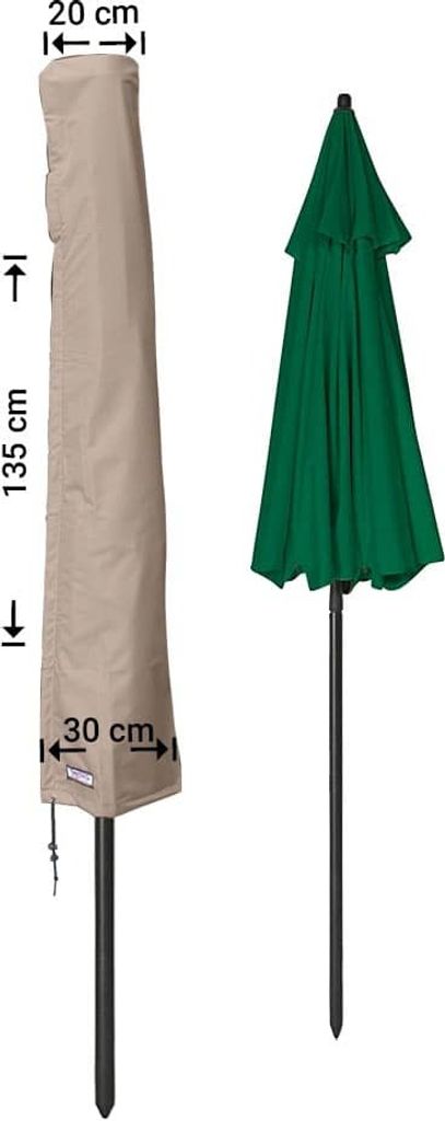 Raffles Covers Sonnenschirmhülle mit Stab H: 135 cm | Atmungsaktiv | Wasserdicht | UV-beständig | Doppelnähte | Inklusive Befestigungsstab