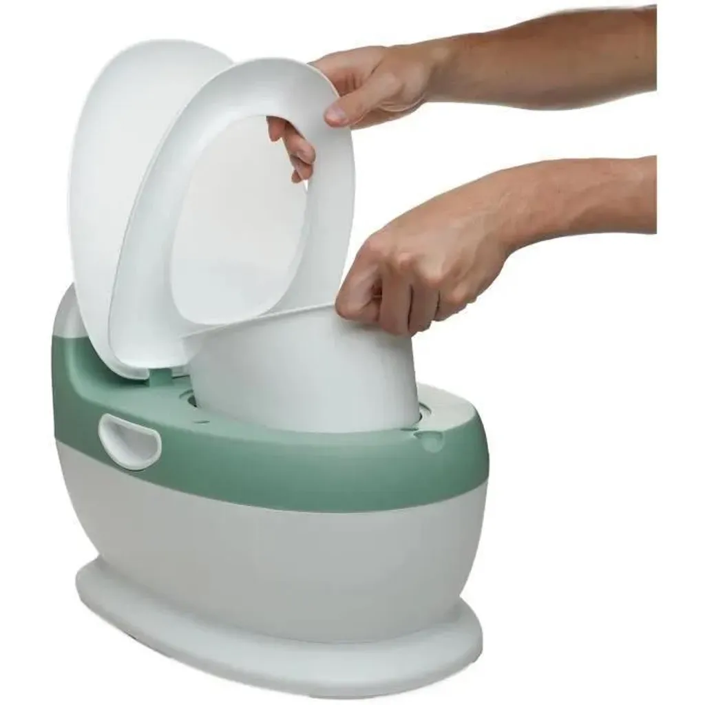 Mini-toilettes Bébé avec Chasse d'Eau Sonore Thermobaby Vert Sauge Stable - 8