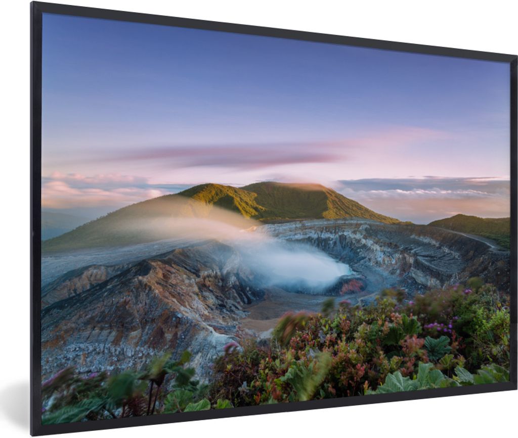 MuchoWow Gerahmtes Poster Vulkan Poas, Costa Rica 90x60 cm - Poster mit Schwarzem Bilderrahmen Wandposter Rahmen Foto Bilder - Fotorahmen - Foto-...