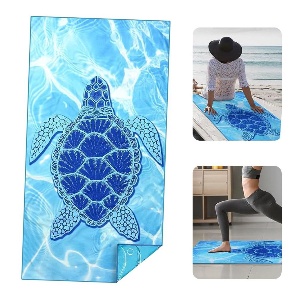 Blaue Strandtuch XXL Schildkröte 100x200 cm Badetuch Groß 100% Mikrofaser Handtuch Stranddecke Sommer-Handtücher, leicht und schnelltrocknend Sa...