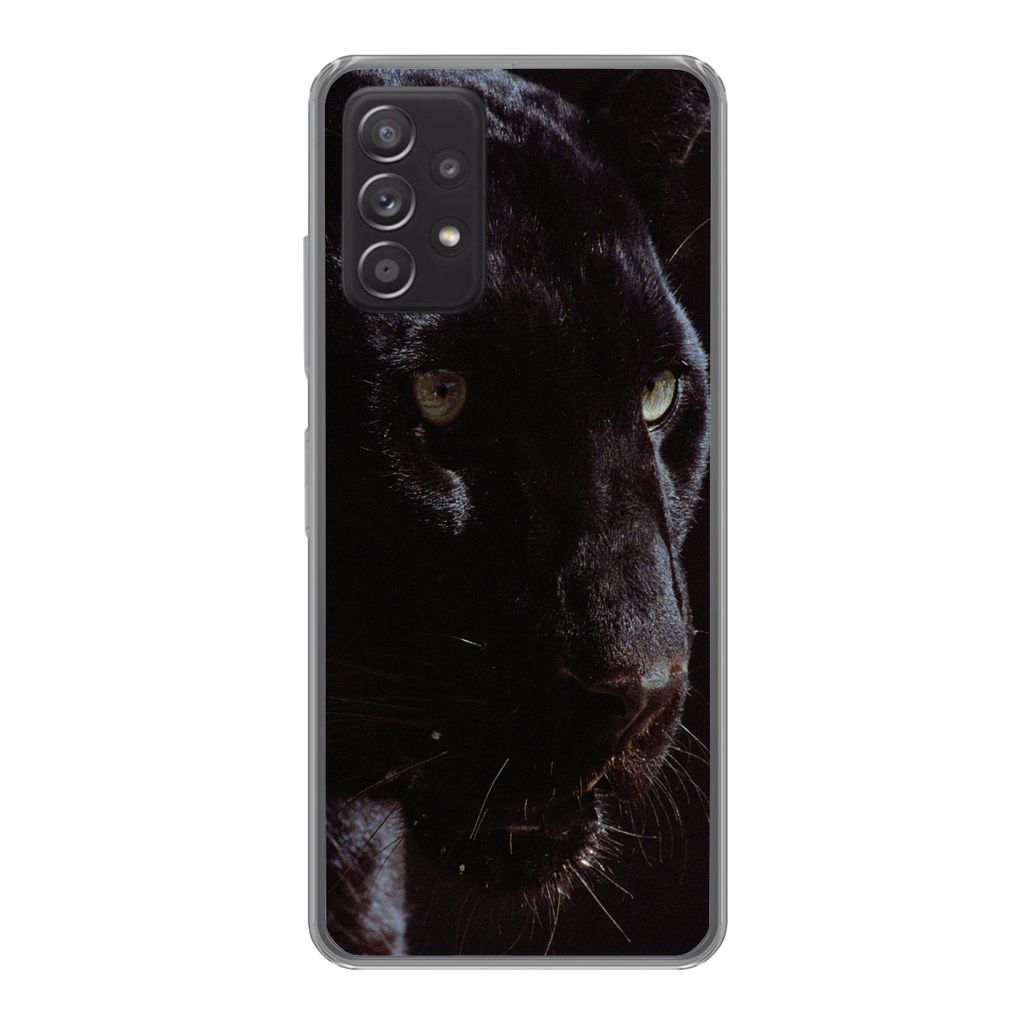 MuchoWow Handyhülle Schutzhülle Hülle für Samsung Galaxy A53 5G Panther - Tier - Schwarz Silikon Softcase Handy Hülle - Schutzabdeckung