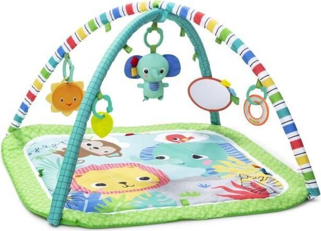 Baby Spielmatte, Faltbar, Jungle Grün, Mit Spielbogen, Sensorisches & Musikalisches Spielzeug, Spiegel