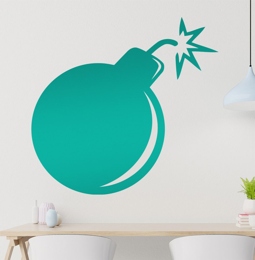 KIWISTAR Bombe mit Zündschnur Explosion Feuer Wandtattoo in 6 Größen - Wandaufkleber Wall Sticker - Dekoration, Küche, Wohnzimmer, Schlafzimmer...