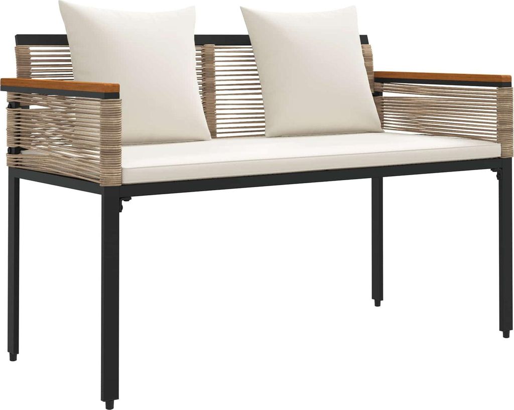 vidaXL Bank Outdoor Beige und Cremeweiß 117 x 54 x 74,5 cm Poly-Rattan