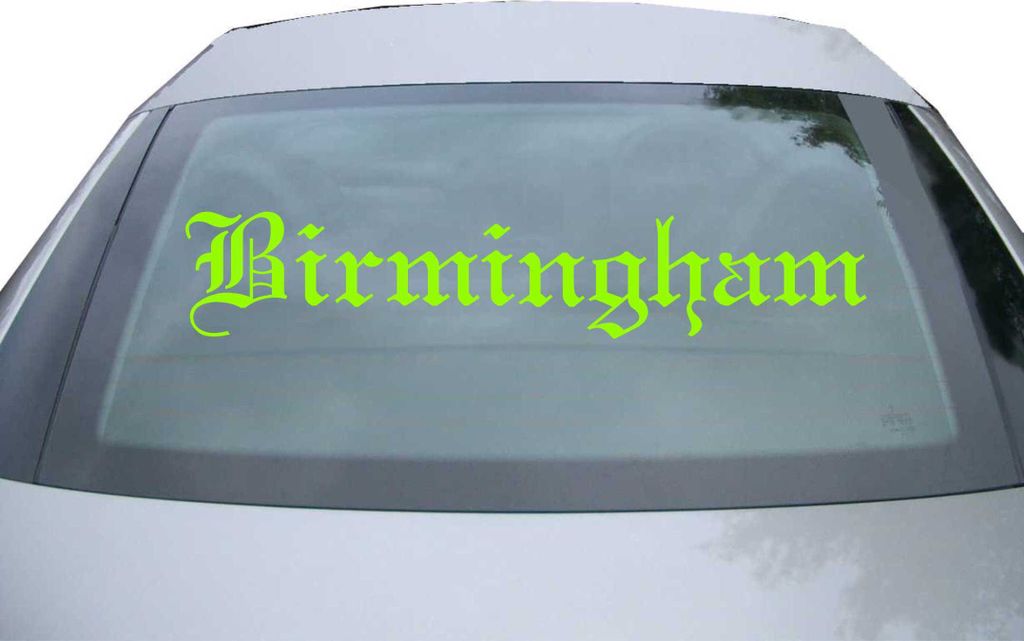 Indigos UG - Aufkleber Heckscheibe & Motorklappe DE6599 - neongrün - 600x111 mm - Birmingham - Auto Scheiben Fenster Heckklappe Tuning Racing JDM ...