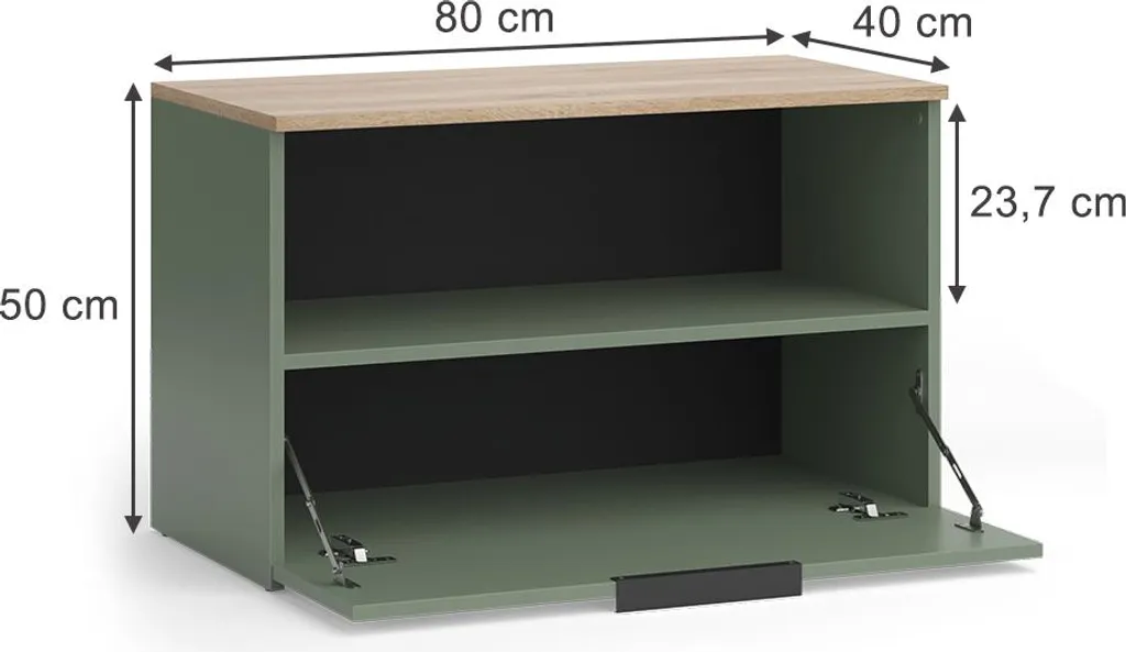 Commode Vicco Wido Vert 80x50 cm avec compartiment fermé - Modèle 57453