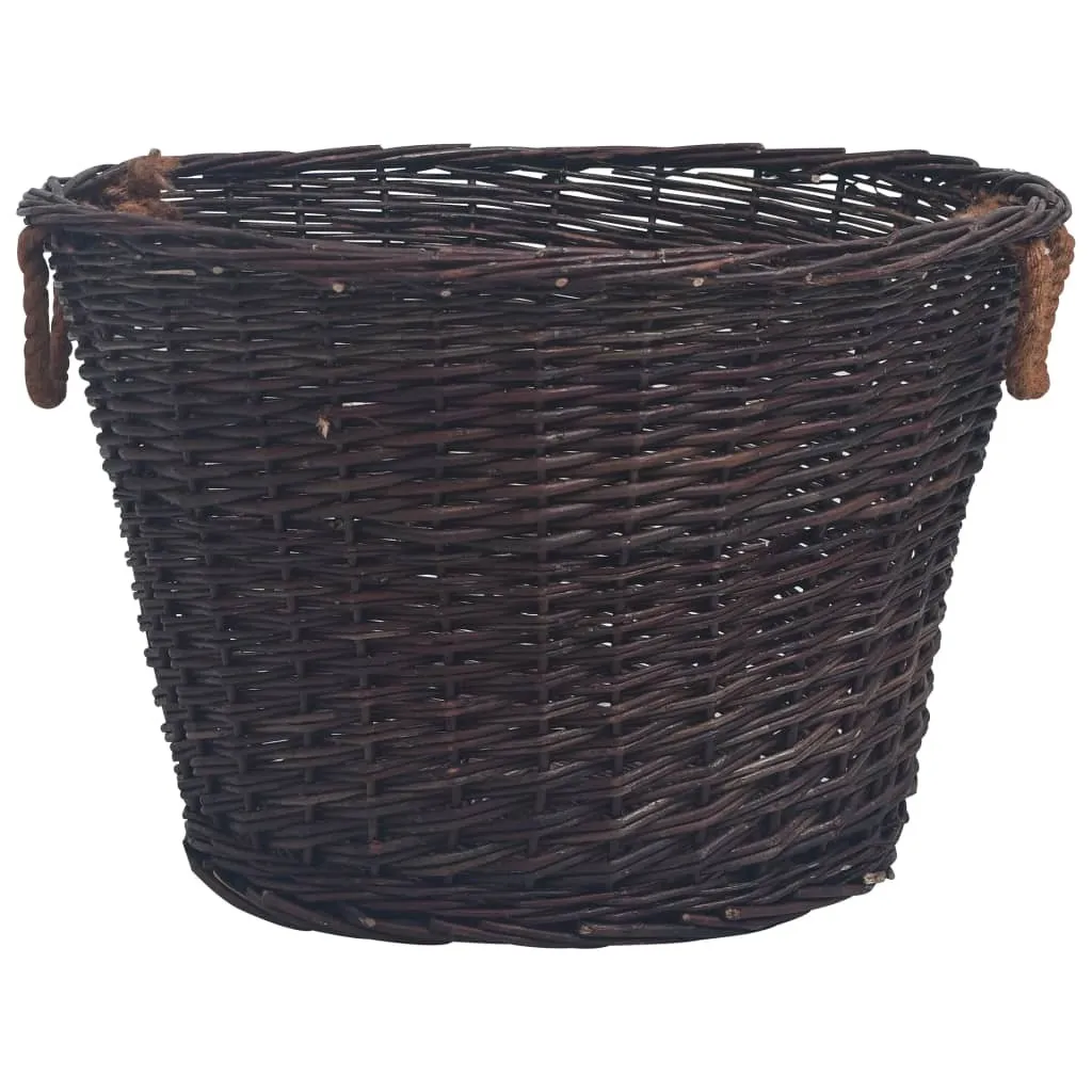 Set de 3 paniers à bois empilables en osier marron foncé pour cheminée - 6
