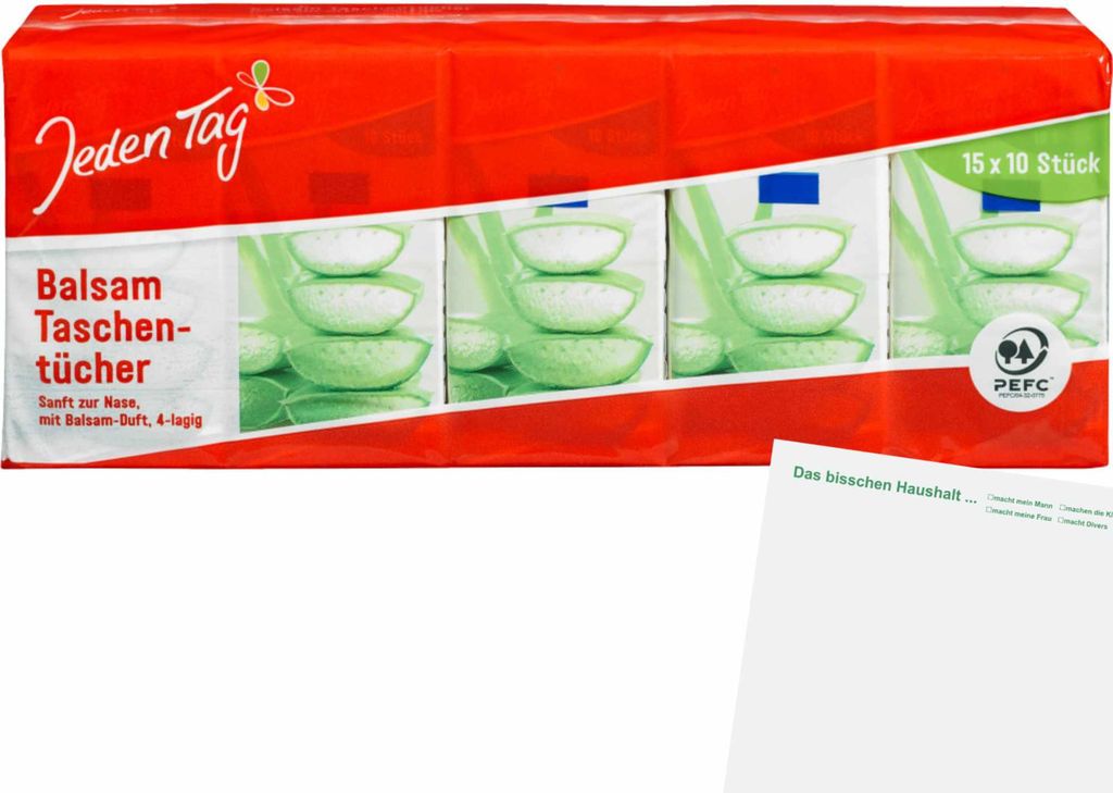 Jeden Tag Taschentücher Balsam 4-lagig (15x10Stk Packung) + Produktbild 