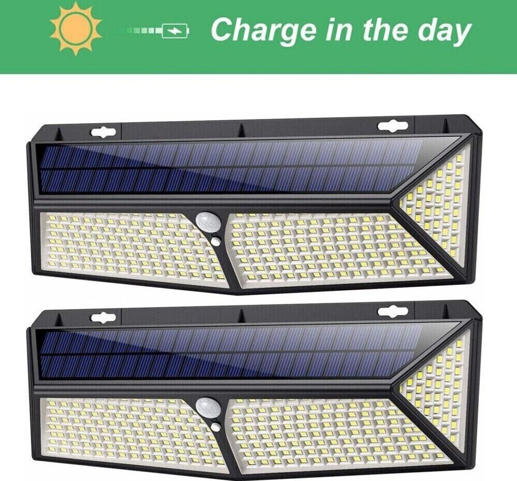 6 Stück Solarleuchten Bewegungsmelder LED Gartenlampe Außenstahler 266LEDs Superhell wasserdicht Wandleuchte
