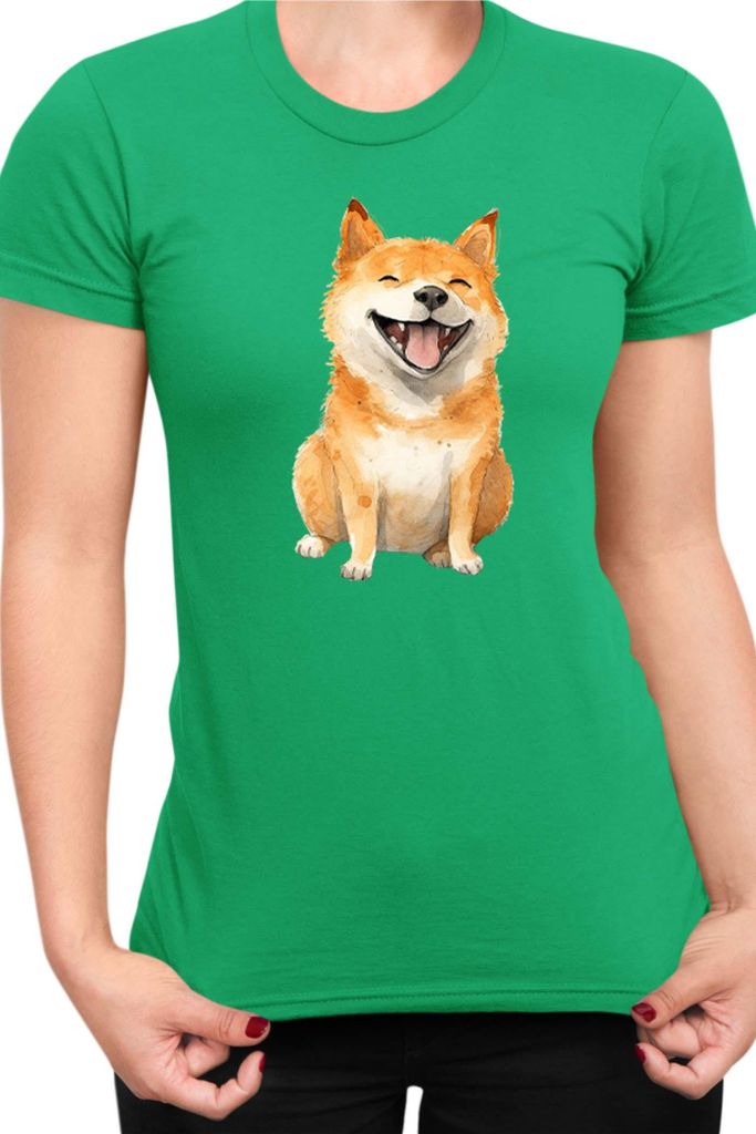 Damen T-Shirt Funny Dogs Breeds Shiba Inu Dog Breed, Lady S / Grün
