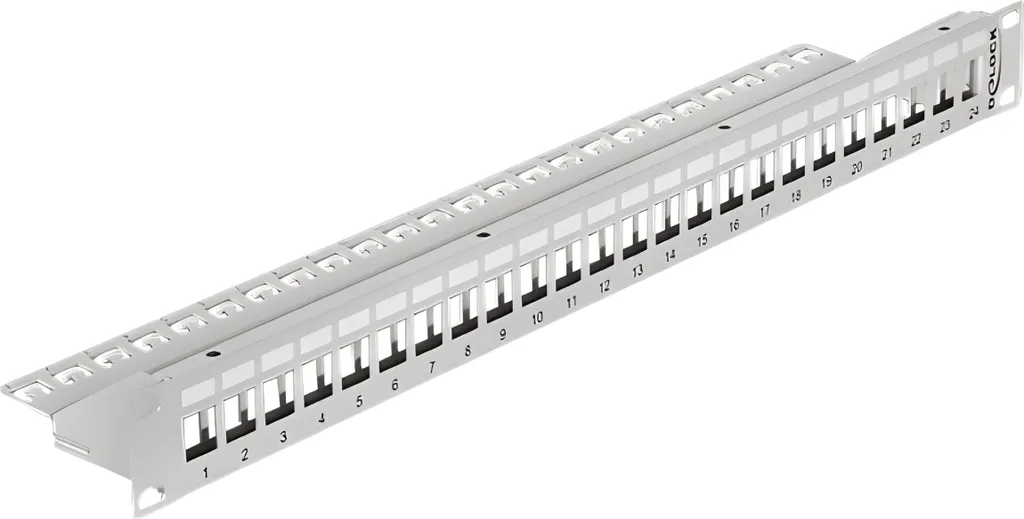 Patchpanel 1HE 24 Ports Keystone Delock Gris - Rackable 19 Pouces