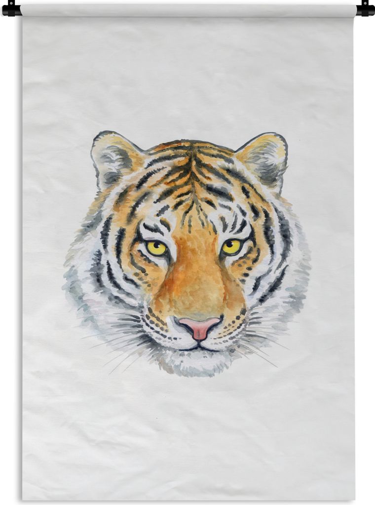 MuchoWow Wandteppich Wandbehang Tiger - Augen - Kopf 90x135 cm Tapisserie Dekoration Wandtuch - Baumwolle - Wandskulptur