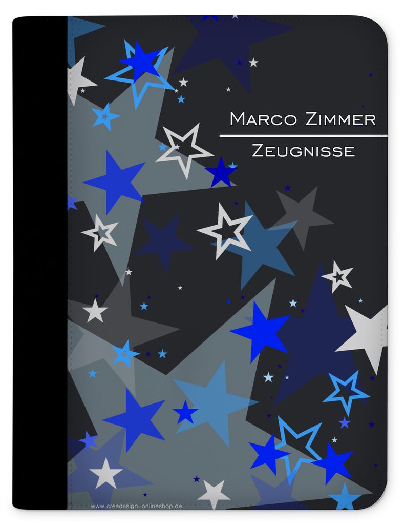 Zeugnismappe, Dokumentenmappe, Ordner A4, Sterne Blau mit Produktbild 