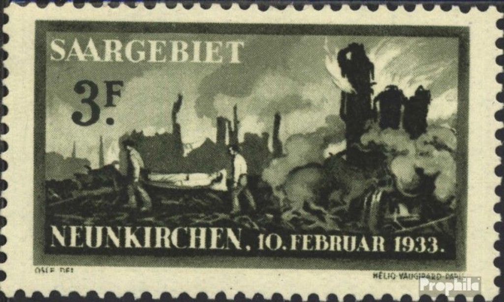 Briefmarken Saarland 1933 Mi 169 mit Falz Explosionsunglück
