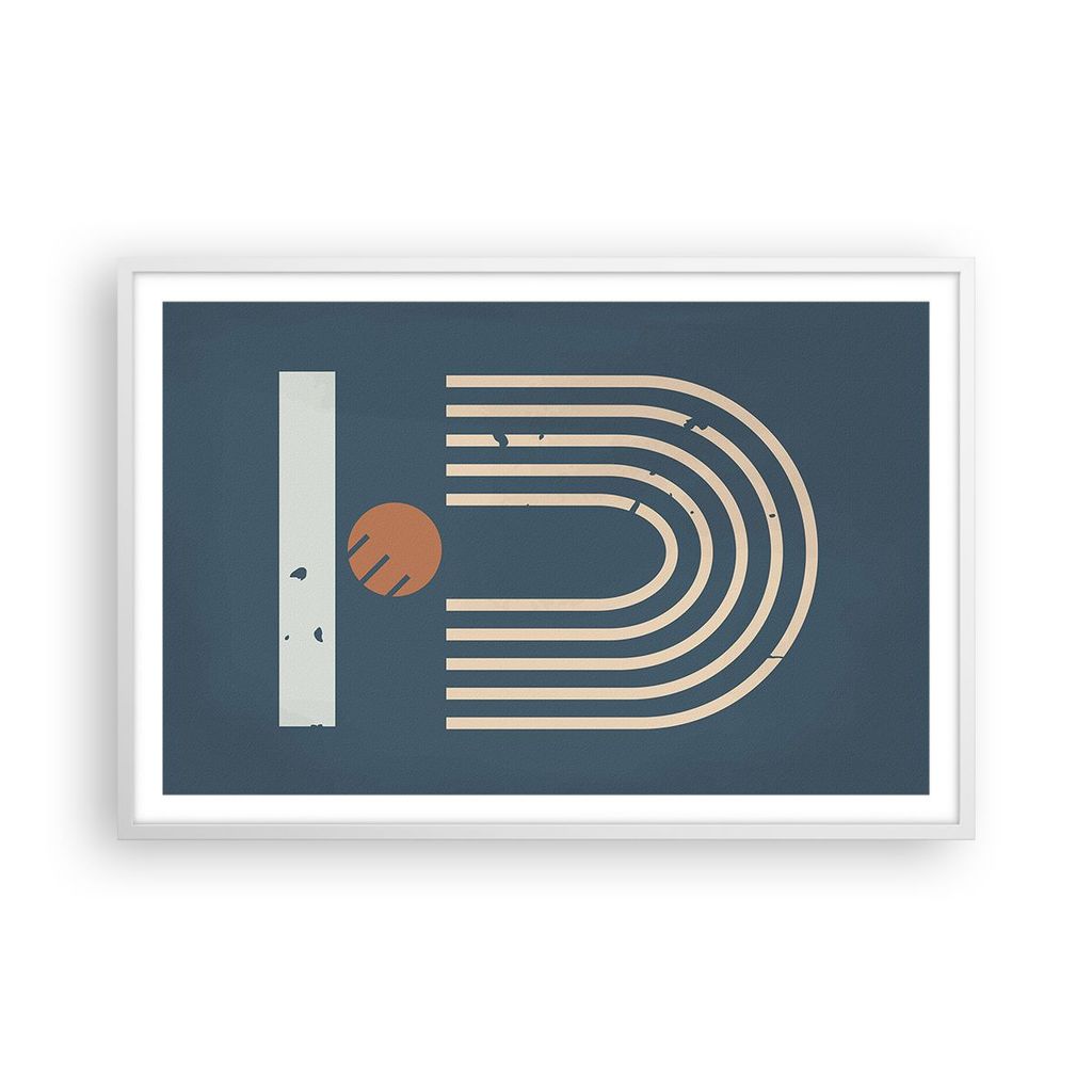 Gerahmtes Poster - Weißer Rahmen - Abstraktion Stadion Modern - 91,5x61 cm - Wand Bild - Wanddeko - Wandbilder - Kunstposter - Wandposter - Bilder...
