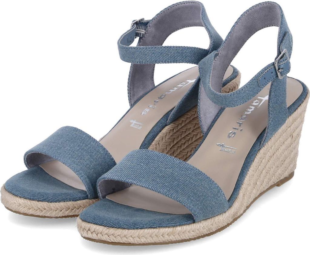 Tamaris Damen Keilsandaletten Blau Jeans vegan Größe: 40