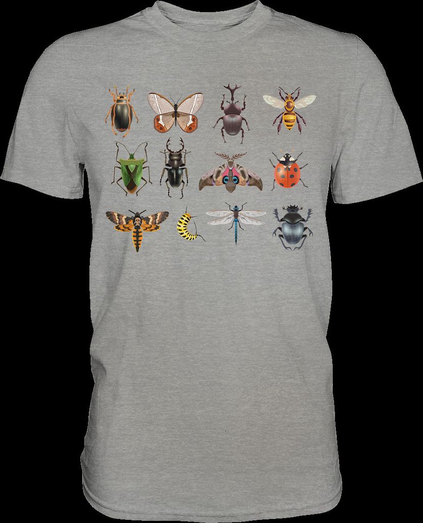 Entomologie Insekten Käfer T-Shirt – Sports Grey (meliert) Produktbild 